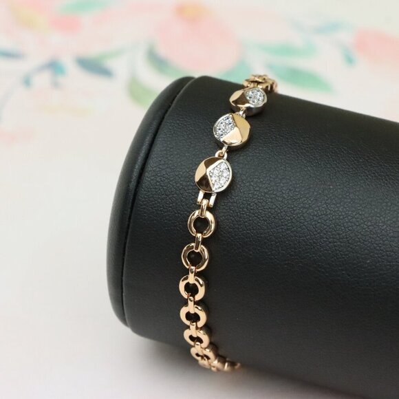 Rose Gold Designer Bracelet with Sparkling Half-Circle Charms, XPBL0703 - Picture 11 of 12